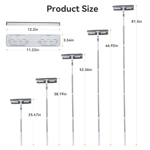 MUEE Window Squeegee with 81.5" Extension Pole, High Reach Window Cleaner