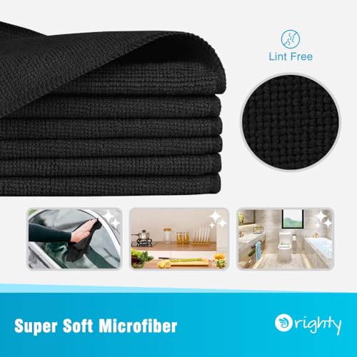Orighty Microfiber Cleaning Cloth, Cleaning Rags, 12 Pack, 12x11 in, Black - color: Black, size: 12 Pack