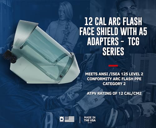 Oberon Arc Flash Face Shield - 12 Cal - Hard Cap and Adapter Options - TCG Series - size: 12 Cal, style: A5 Adapters