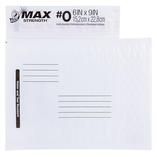 Duck Max Brand #0 Poly Bubble Mailers, White, 10.5 inch x 15 inch, 25 Pack - size: 6" x 9" (Pack of 25)