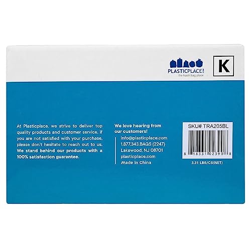 Plasticplace Custom Fit Trash Bags, Compatible with simplehuman Code K (50 Count) Tinted Blue Drawstring Garbage Liners 10 Gallon / 38 Liters, 24" x 28" - color: Blue, size: 50 Count (Pack of 1)