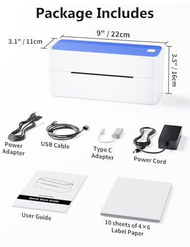 Phomemo Bluetooth Thermal Label Printer, 241BT Label Printer & 20Pcs Labels - color: Blue