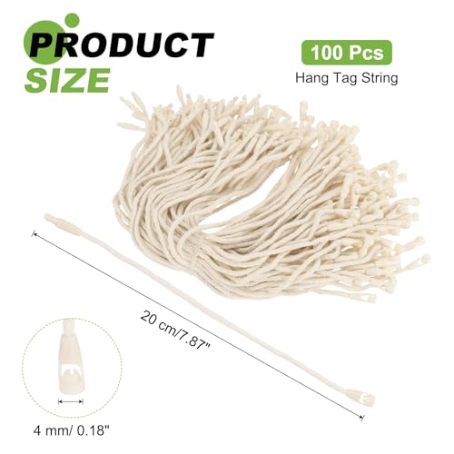 PATIKIL 100 Pcs Cotton Hang Tag String, 8 Inch Beige Snap Lock Pins Loop Fastener Price Tag Ties for Clothes Shoes Luggage - color: Beige, size: 8 Inch