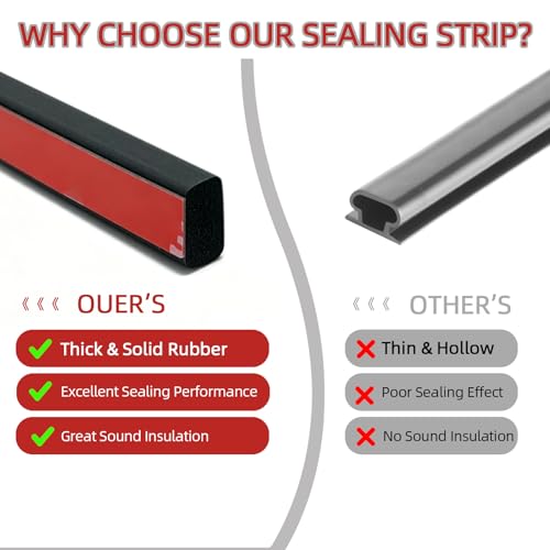 Weather Stripping Seal Strip for Doors/Windows 26Feet, Self-Adhesive Soundproofing Rubber Weatherstrip Gap Blocker, Black