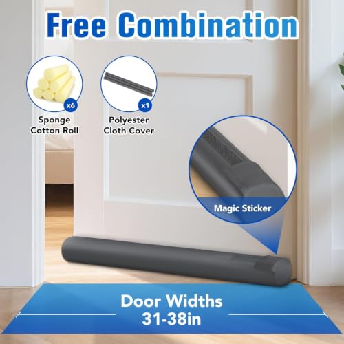 Under Door Draft Stopper, Covers Gap Up to 2.36",38 Inch, Gray - color: Gray, size: 38 Inch