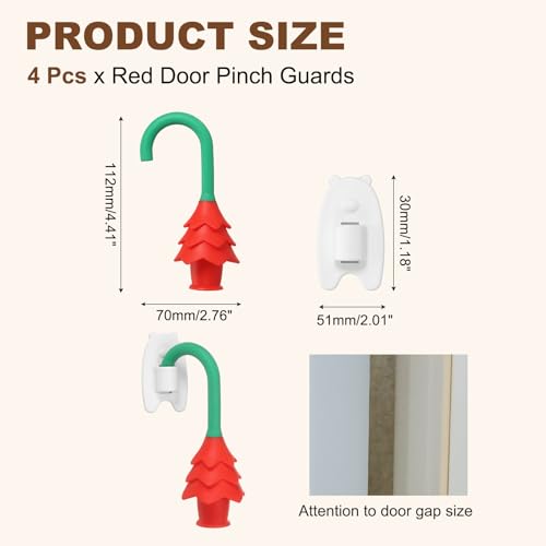uxcell 4 Pcs Silicone Door Pinch Guard, Hanging Finger Pinch Guard, Red - color: Red