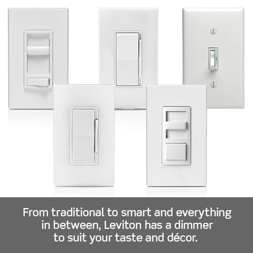 Leviton Decora Slide Dimmer Switch Antimicrobial Treated for Dimmable LED, Halogen and Incandescent Bulbs, DSL06-2AW, White
