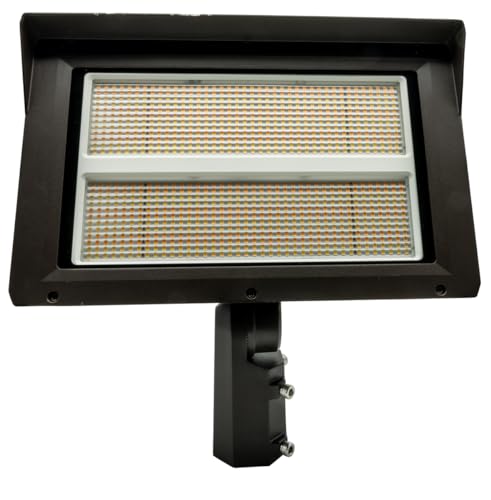 290W LED Flood Light with Power and CCT Select, 200/240/290W, 3000K/4000K/5000K, 277-480V, Slip Fitter Pre-installed and Yoke Mount included, Bronze