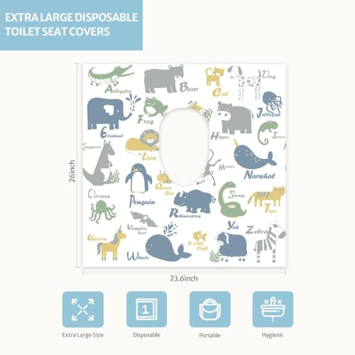Blissful Diary 30 Pcs Toilet Seat Covers Disposable for Toddlers & Adults, Extra Large Waterproof, Portable Package for Travel, Kids Potty Training - color: Animal, size: 30Pack