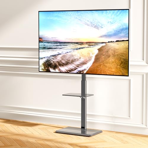 Floor TV Stand with Removable Media Shelf for 32-75 Inch TVs up to 110 lbs - style: TCP01-2-M-A02
