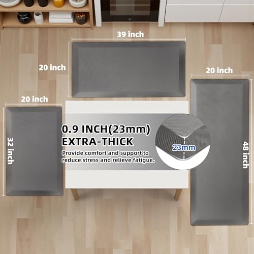Tyrot Extra Thick Anti Fatigue Mat for Kitchen Floor, 20x39, Grey - color: Grey, size: 39"L x 20"W x 0.9"Th