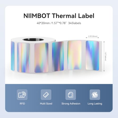 NIIMBOT M2/M3 Thermal Transfer Labels 1.57" x 0.78" (40x20mm) Holographic - size: 40*20MM Hologram