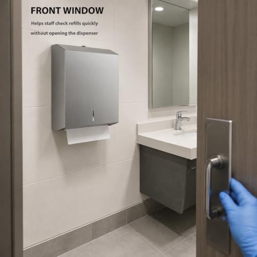 Stainless Steel Paper Towel Dispenser Wall Mount for Commercial Bathrooms - color: 3811-silver