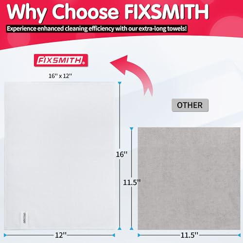 FIXSMITH White Microfiber Cleaning Cloth -Pack of 8, Highly Absorbent Cleaning Rags, 16"X12" All Purpose Cleaning Towels for Housekeeping, Kitchen, Car, Lint Free and Reusable Microfiber Towels - color: White, size: 8pk