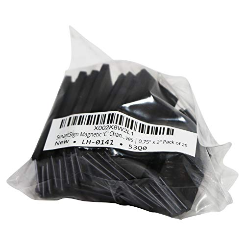 SmartSign Magnetic 'C' Channel Label Holders for Metal Racks and Shelves | 0.75" x 2" Pack of 25 - size: 0.75" x 2"