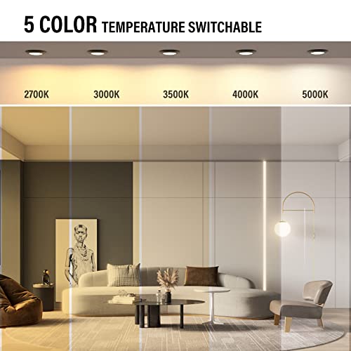 ZAGO 20 Packs Black 6 Inch LED Disk Light Surface Mount Low Profile Recessed Retrofit Ceiling Fixture for J Box, 5CCT Switchable, Dimmable, 120V, 15W, 920LM, CRI>80, ETL, Wet Location - color: 5CCT Switchable Black
