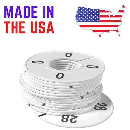 Discount Sizing- Women's Clothing Round Rack Number Size Dividers | 3 of Each Size 0-28 Even | (45 Pack White and Quantities Available - color: White With Black Print