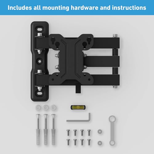 D-Line TV Wall Bracket for 13-27 Inch TVs, Tilt, Turn and Extend TV Wall Bracket with Spirit Level, Full Motion Monitor Mount - VESA 75x75mm - 100x100mm, Holds up to 55lbs