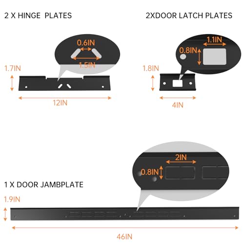 5-Piece Door Reinforcement Set for Jamb,Frame & Hinges Door Lock Security - color: Black