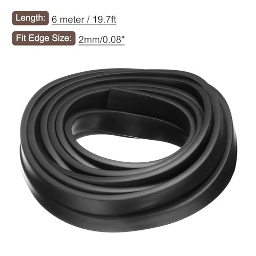 uxcell U Channel Edge Trim, 19.7ft Length Rubber Guard Seal Strip Edge Protector Flat Type Fit for 2mm Edge, (15/64" W x 25/32" H) Black - size: Fit 2mm x 19.7'L x 25/32"H x 15/64"W