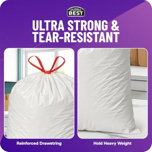 Heavy-Duty Trash Bags – 36 count, 18 Gallon White, Ultra Thick Drawstring Garbage Bags – Leak-Resistant for Home & Commercial Use, Big Trash Bags, Made in USA - color: White, size: 1 Count (Pack of 36)