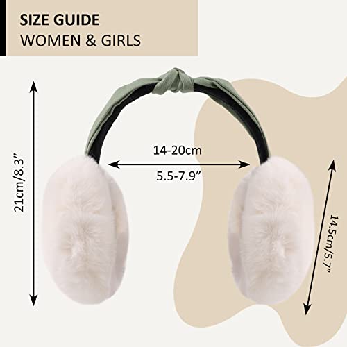 Peecabe Winter Women Earmuffs Faux Fur Unisex Ear muffs Foldable Ear Cover - color: White Bow