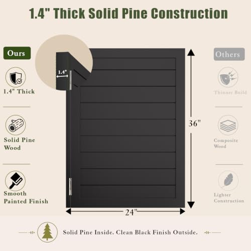 Saloon Swinging Doors 24/28/30/32/36 Inch Wide - Black Heavy Duty Swing Cafe Doors with Hinges, Hardware & Install Guide - Single Swinging Half Door for Bar Kitchen Doorway Decor - color: Black, size: Single Door 24"X36"