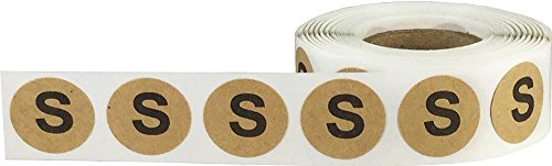 Natural Kraft Circle Small S Clothing Size Stickers for Retail Apparel, 0.75 Inch Round Adhesive Size Labels, 500 Total Stickers on a Roll for Boutique and Inventory Organization – Made in the USA - color: S
