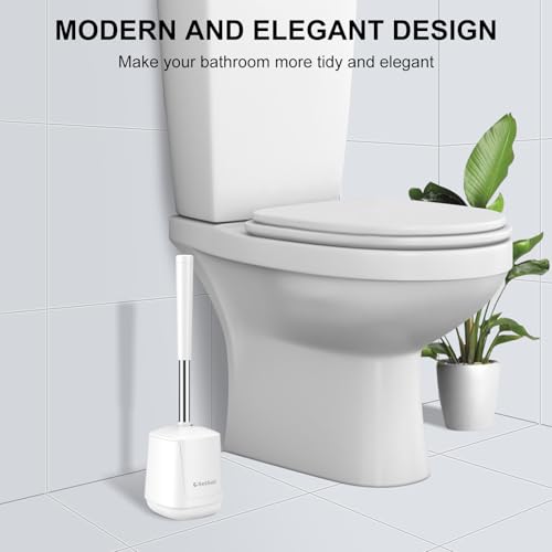 SetSail Toilet Brush 2 Pack, Self Closing Lid Toilet Bowl Brushes Holder and Extra Long Handle Ventilated Toilet Brush Set for Bathroom Cleaning, Nylon Bristles, Pure White - color: Pure White, size: 2 packs