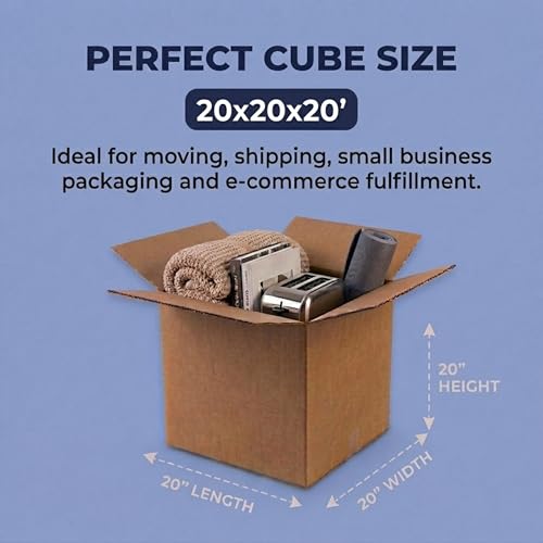 BOX USA Cube Shipping Boxes, 20x20x20" 10-Pk for Shipping & Packing - size: 20x20x20" (10-Pack)