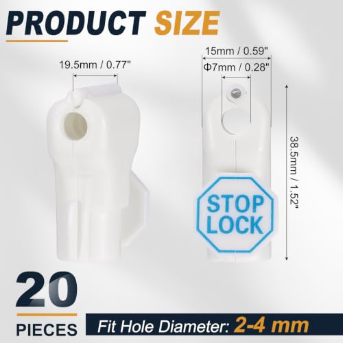 uxcell Pegboard Hook Stop Locks, 7mm White Display Hook Locks 20Pcs - color: White, size: 7mm