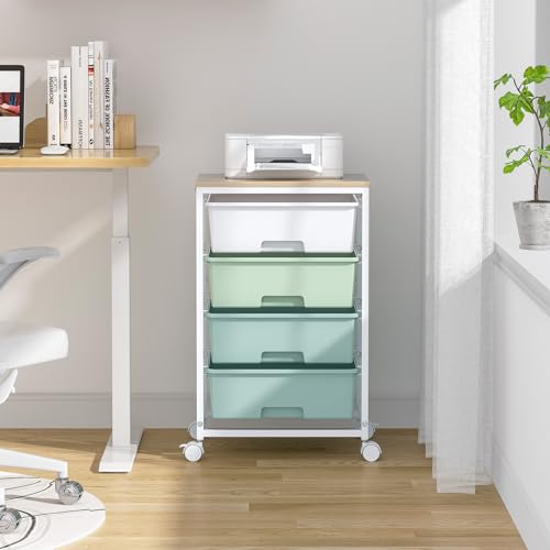 SYKIARIOL Rolling Cart with Drawers, 4-Drawer Utility Cart, Green - color: Green