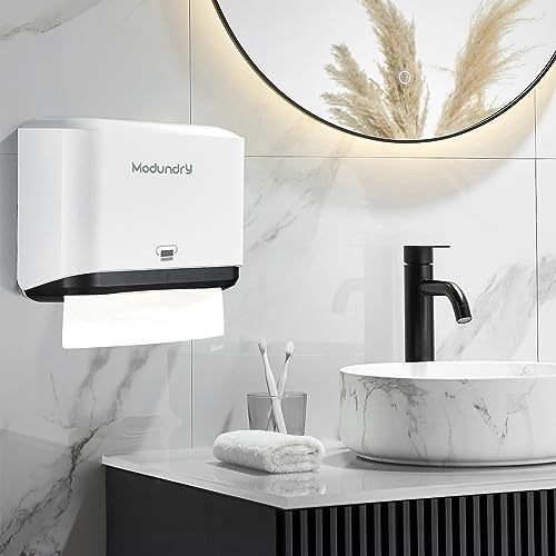 Multifold Wall Mount Paper Towel Dispenser for Bathroom,No-Drill, White - color: 5859-white, size: 210 Sheet