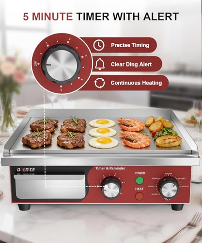 14"x11.8" Commercial Electric Griddle with 5 Minute Reminder Timer - size: 14"