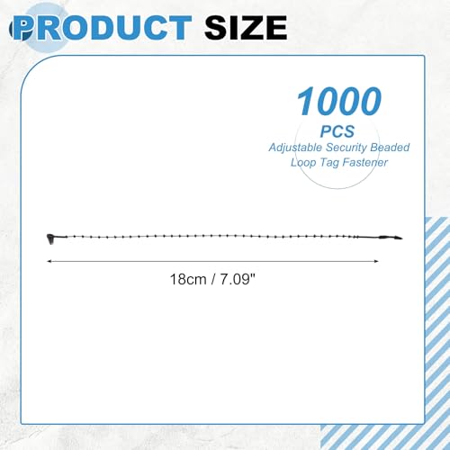 1000 Pcs Beaded Loop Tie Fasteners 7 Inch Snap Lock Pin Black - color: Black, size: 7 Inch