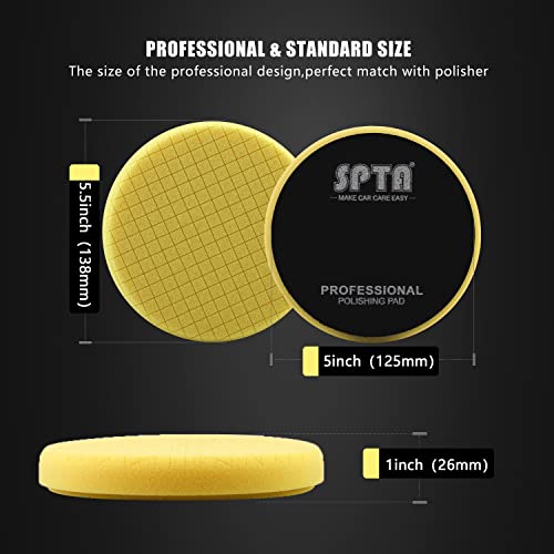 Yellow T80 High-Cut Foam Polishing Pad, SPTA 1Pc 5.5 Inch Face for 5 Inch 125mm Backing Plate Compound Buffing Sponge Pads for Car Buffer Polisher Compounding, Polishing and Waxing -FPTSS5Y - color: 1Pc Yellow T80 High-Cut Pad, size: 5.5inch