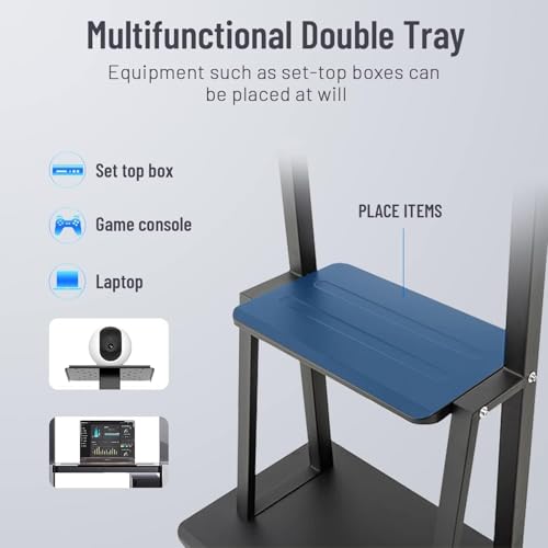 43-65" Height Adjustable Mobile Stand for Smart Boards | with 4 Lockable Wheels & Universal Mount | Versatile Classroom, Home, Office Whiteboard Stand - Heavy-Duty Steel Frame - size: From 40, 49, 55, 65 inches
