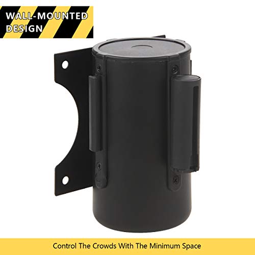 A-KARCK Wall Mount Retractable Belt 16 Foot, Crowd Control Wall Barrier with Steel Case Black and Yellow Belt Works in Any Weather Conditions - size: Black and Yellow Belt 1PCS