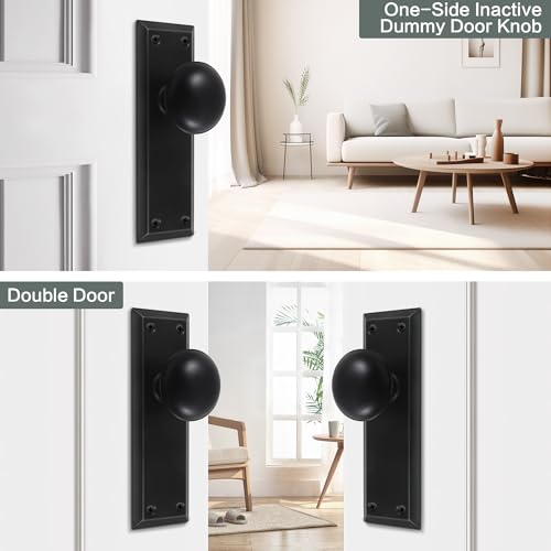 Dummy Door Knob Interior, Inactive Door Knobs for Closet, Antique Bifold Door Knobs Replacement, Single-Side Dummy Old Style Door Handle, Matte Black, 2 Pack - color: Matte Black, size: Dummy(2 Pack)