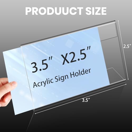 20 PCS Acrylic Sign Holders 3.5X2.5 Inches Display Clear, Acrylic Table Signs Label Holders Slant Back Sign Holders Stand ,Small Acrylic Display Stands for Office, Store, Restaurant - size: 2.5x3.5 inch