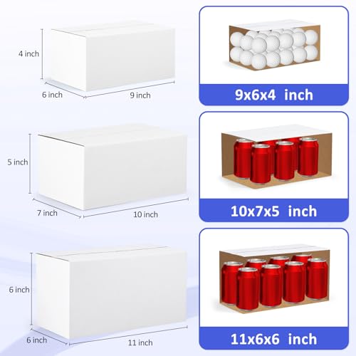 Eupako 12 Pack Small Shipping Boxes Assorted Sizes, White Corrugated Box Mailers, 9x6x4 & 10x7x5 & 11x6x6 4 PCS Each Small Boxes, Cardboard Boxes for Packaging Small Business, Mailing - size: 9x6x4 & 10x7x5 & 11x6x6 Inches