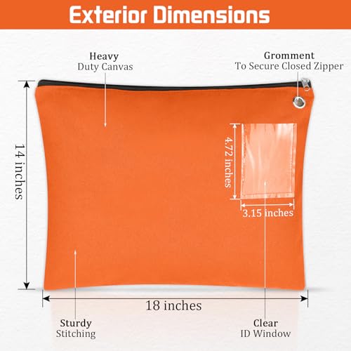 2 Pcs Canvas Mail Zipper Bags 18" x 14", Orange - color: Orange