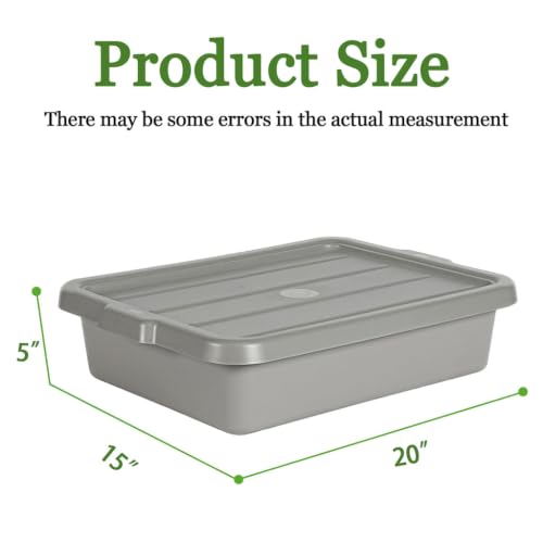6 Pack Commercial Bus Tubs with Lids, 25L Plastic Bus Boxes, 20 x 15 x 5 Inch Stackable Dish Tubs, BPA-Free Freezer-Safe PP Bus Bins for Restaurant Kitchen Food Prep Storage