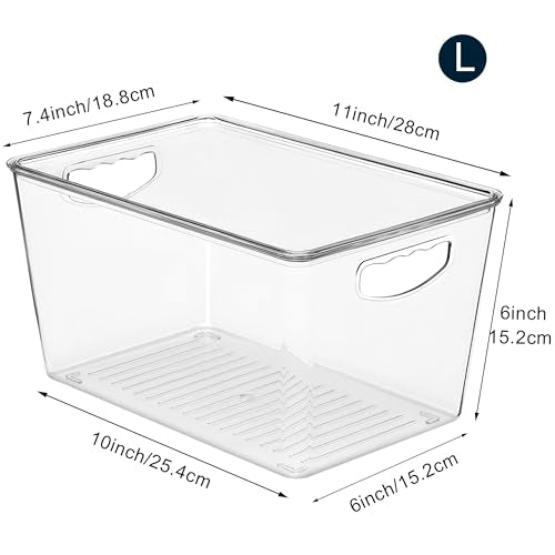 theaoo Large Clear Storage Bins with Lids, Stackable Containers, 6 Pack - size: Large (Pack of 6)