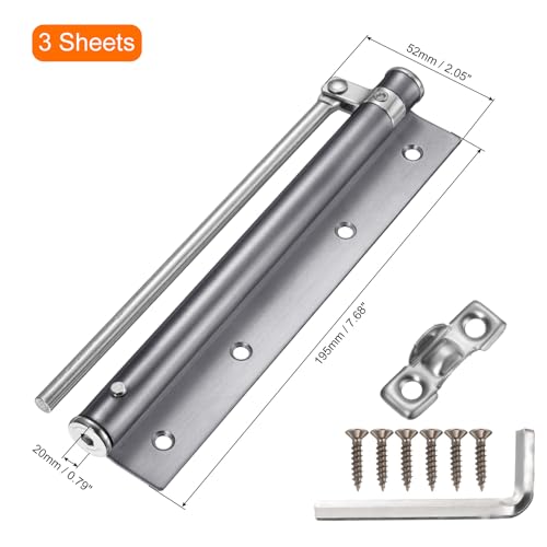 uxcell 3 Pcs 195mm/7.68" Spring Door Closer, Stainless Steel Automatic Door Closers with Adjustable Closing Speed for Home Self-Closing 5kg Door, Silver Tone - color: Silver Tone, size: 195mm