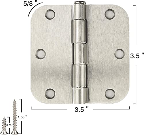 Brushed Nickel Door Hinges 3.5 Inch 30 Pack Interior with 5/8" Radius - color: Satin Nickel, size: 30 Pack