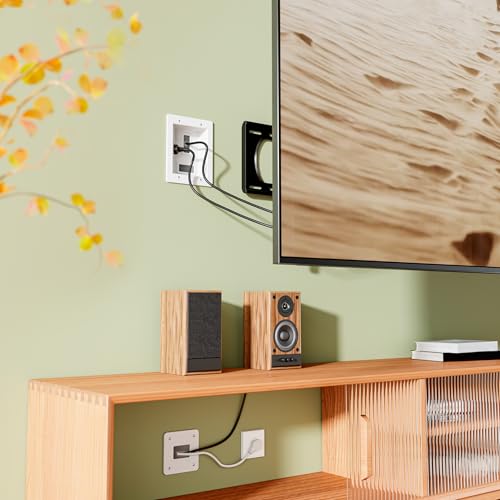 Mount-It! in-Wall TV Cable Management Kit with Recessed Power – Dual Outlet, USB-A and USB-C Ports, 9ft Cord, and Hand Saw – Easy, Safe Cable Management for Organized TV and Home Theater Setups - style: Dual Outlet + USB-A/USB-C – 9ft Cord