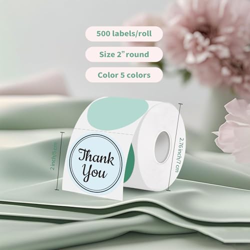 2 inch Round Thermal Label,Green Circle Thermal Sticker Labels for Business and Home,Direct Thermal Printer Label for DIY Logo Design,Thanks Card,500 Labels/1 Roll - color: Green Gradient, size: 2 inch