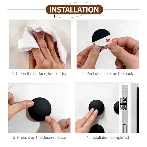 Door Stoppers for Wall, Silicone Door Knob Wall Protector, 2" Round Black - size: 6Pcs, Round, Black
