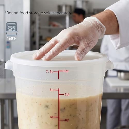 TrueCraftware- White Round Polypropylene Food Storage Container Lid Fits 6 and 8 Qt. Round Containers Replacement Lid for Meal Prep Kitchen Pantry Commercial Restaurant - size: Lid - Fits 6&8qt